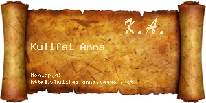Kulifai Anna névjegykártya